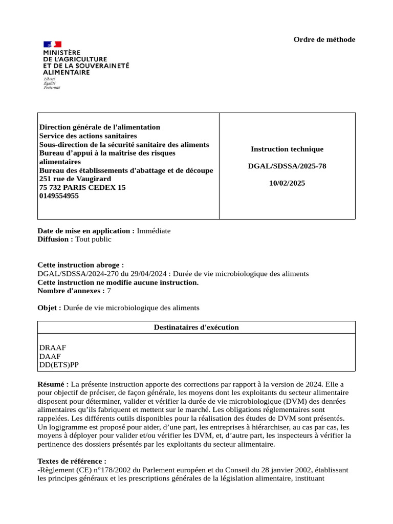 Durée de vie microbiologique des aliments PDF Nourritures Sécurité — free download