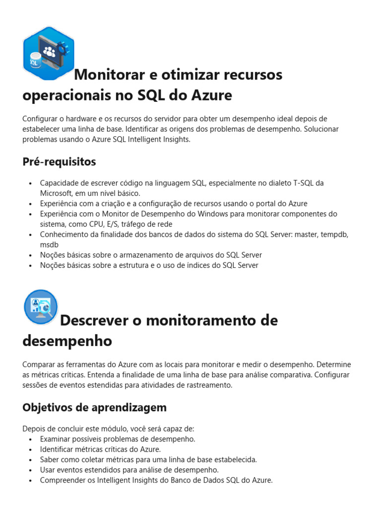 Monitoramento de Desempenho no Azure SQL | PDF | Microsoft SQL Server ...