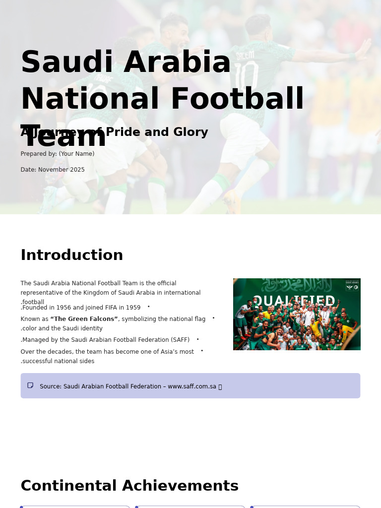 Saudi Arabia National Football Team | PDF | Sports | Association Football