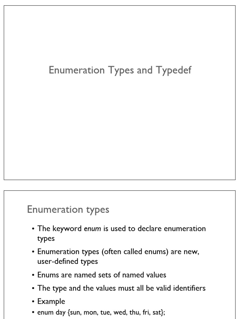 Using Typedef with Enum Types | PDF