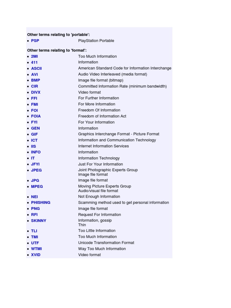 Computer Slang PDF File Format Internet