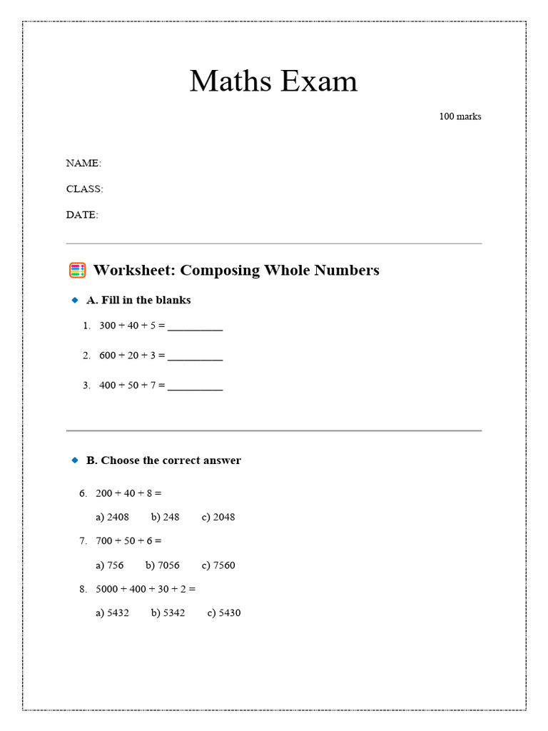 Maths Exam | PDF | Numbers | Elementary Mathematics