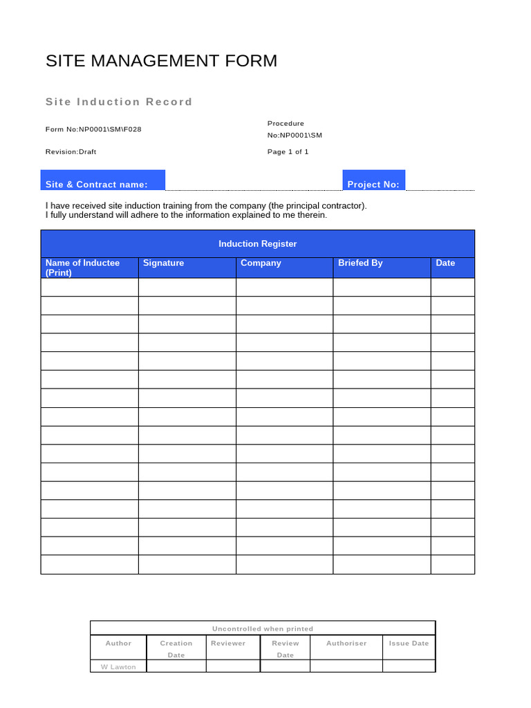 F28 SiteInductionRecord | PDF