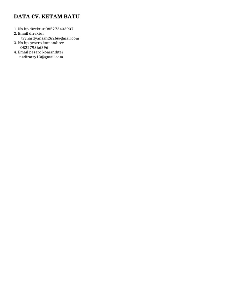 Data CV Ketam Batu | PDF