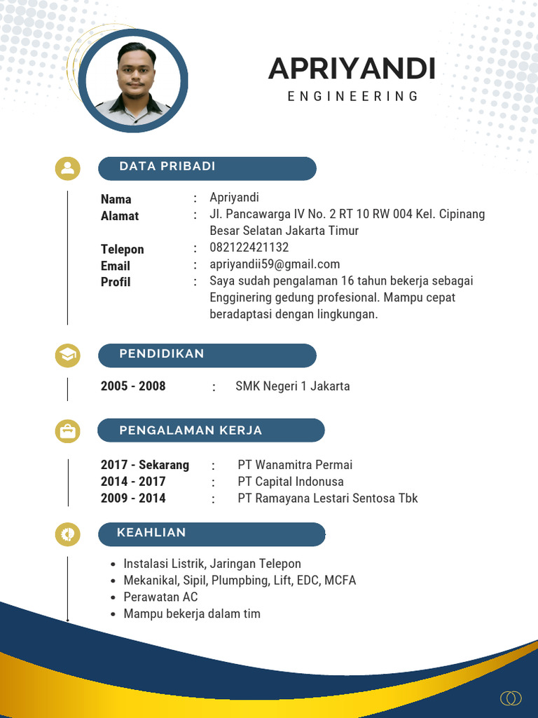 Profil Apriyandi: Engineer Berpengalaman | PDF