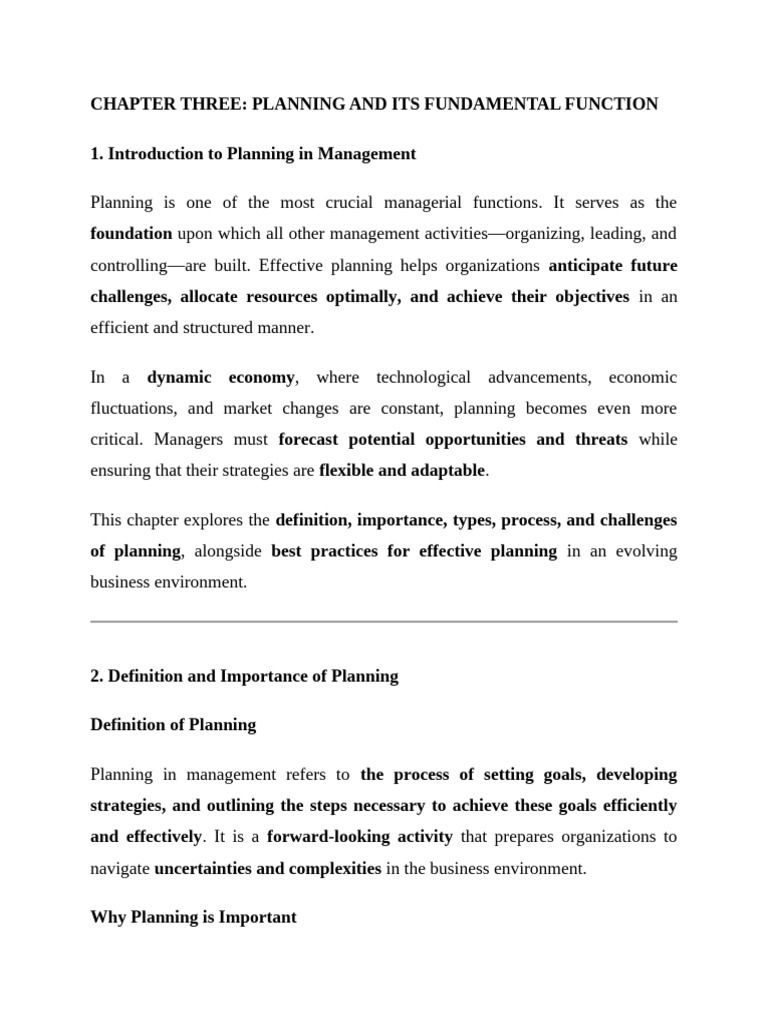 Planning and Its Fundamental Function | PDF | Planning | Swot Analysis
