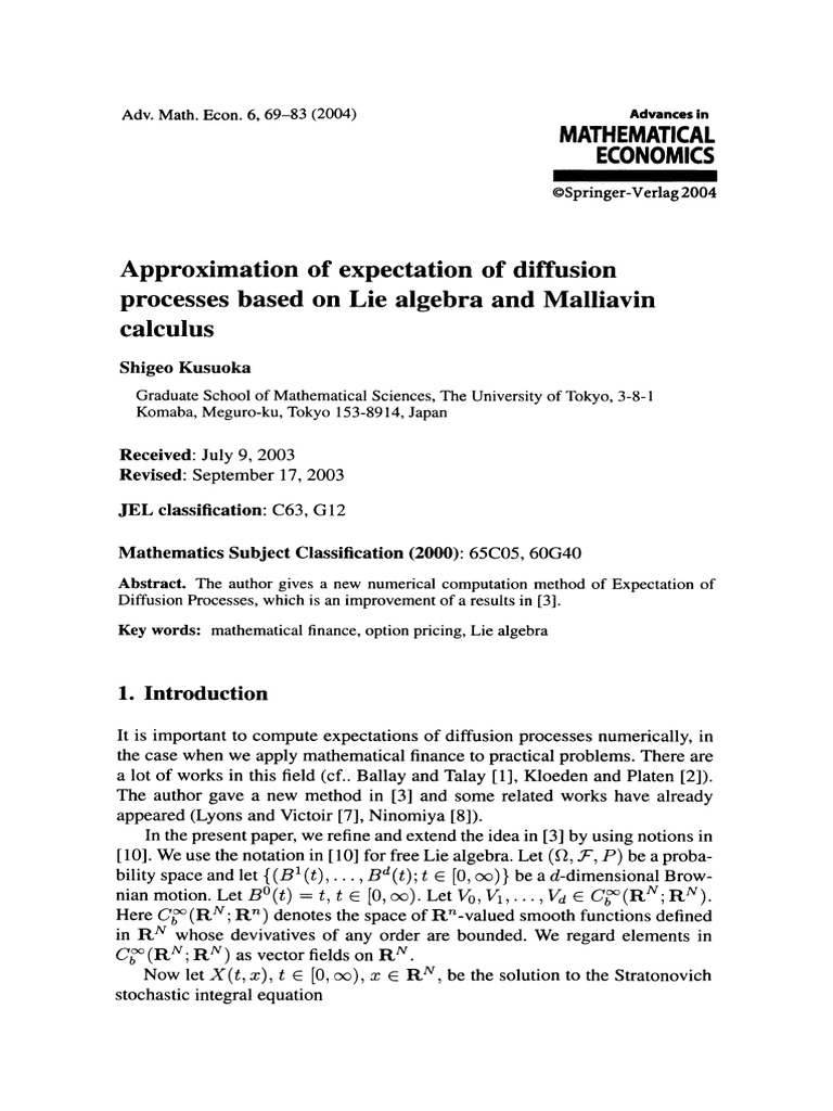 Expectation Approximation in Diffusion Processes | PDF | Mathematics ...