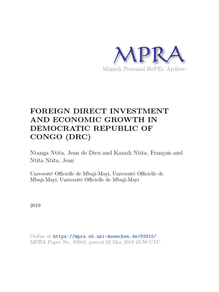 Investissements Étrangers et Croissance RDC | PDF | Croissance ...