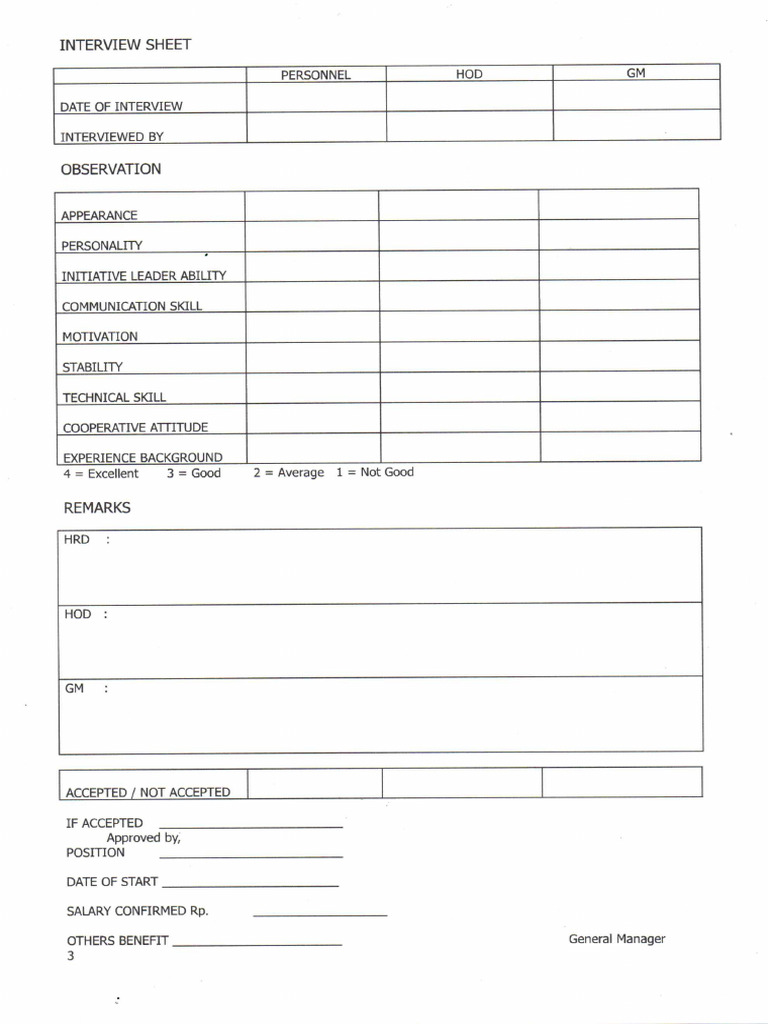 Interview Sheet | PDF