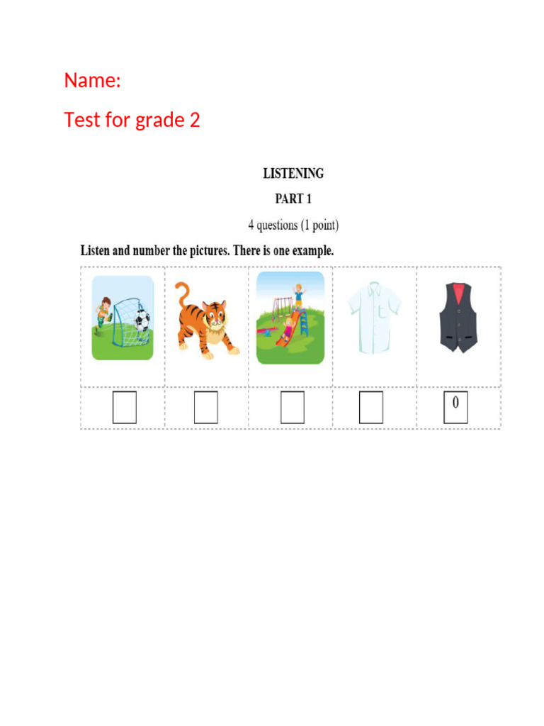 Grade 2 Test: Writing and Choices | PDF