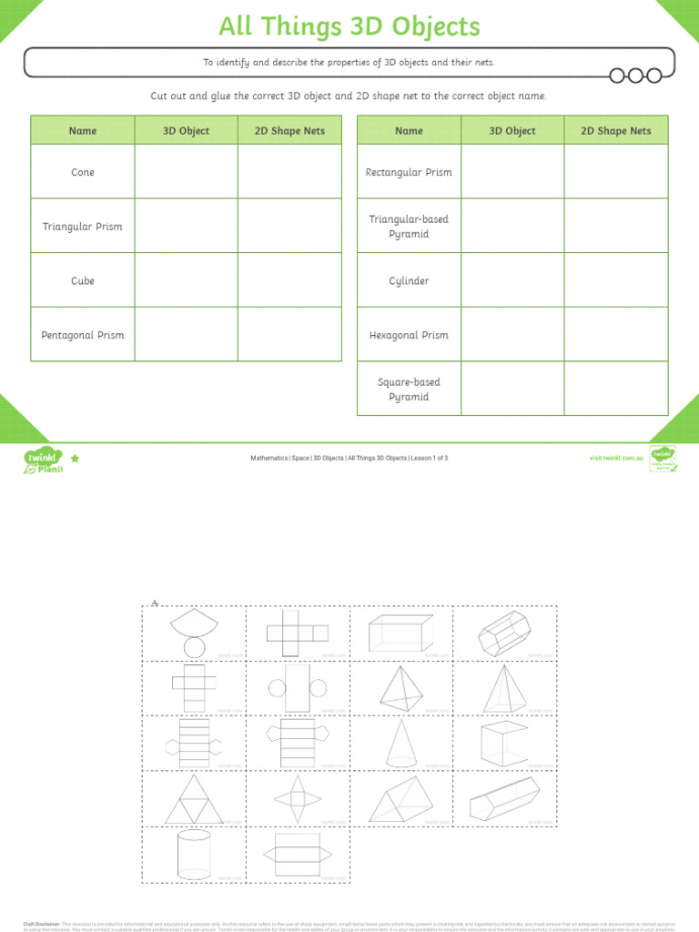 3D Objects Properties and Nets Guide | PDF | Triangle | Shape