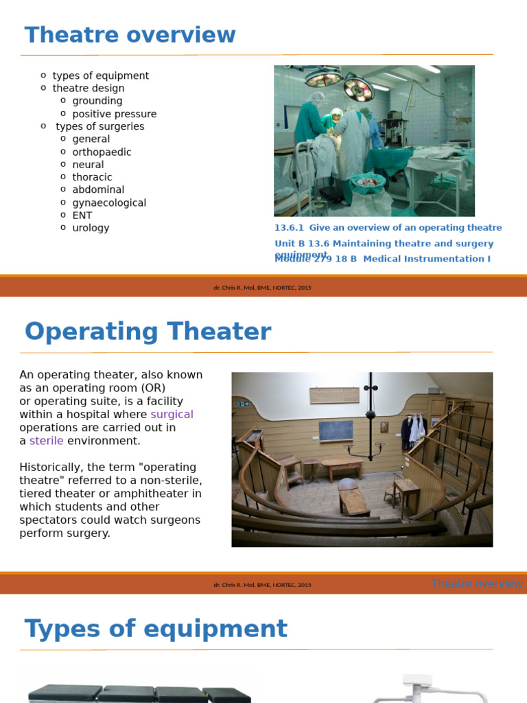 Operating Theatre Equipment Overview | PDF | Urology | Operating Theater