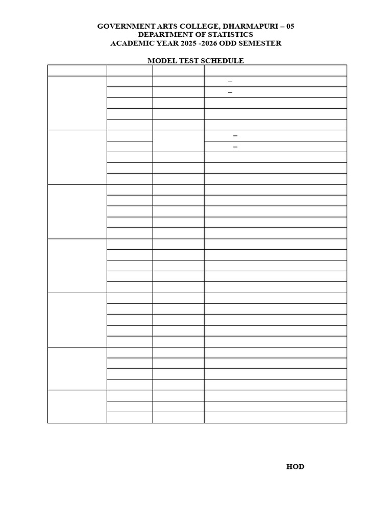 Dharmapuri College Model Test Schedule 2025 | PDF | Statistics ...