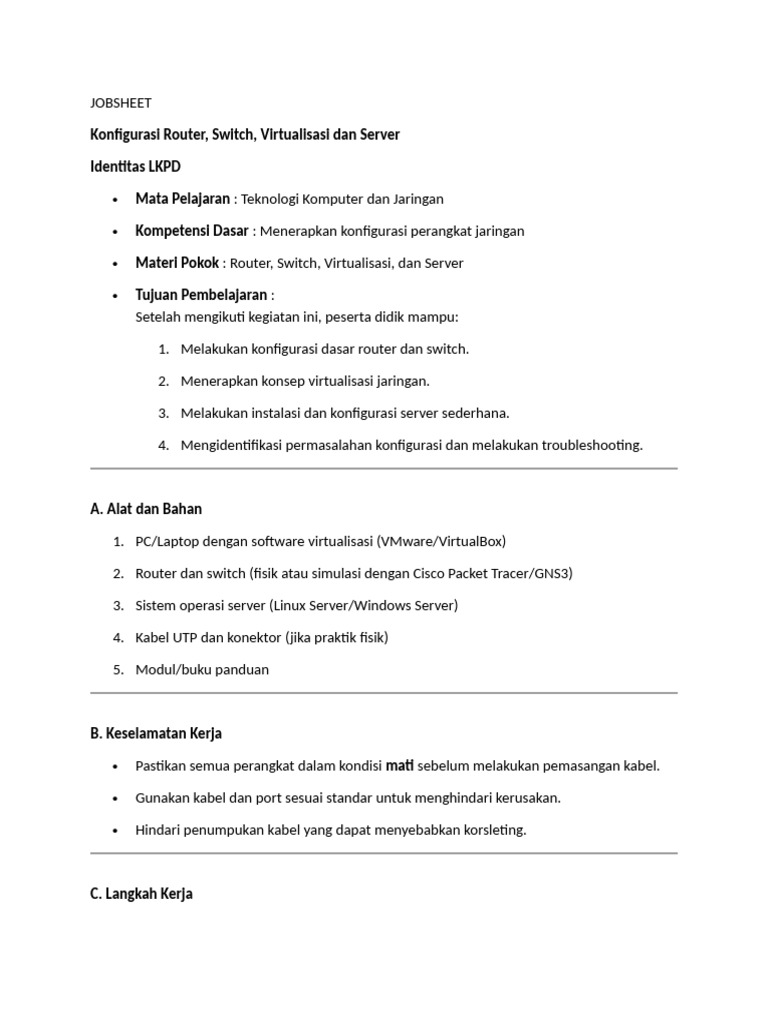 Konfigurasi Router, Switch, dan Server | PDF