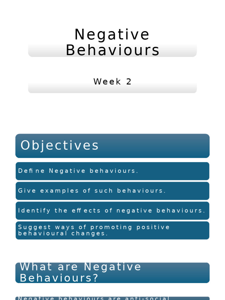 Understanding Negative Behaviors JSS3 | PDF