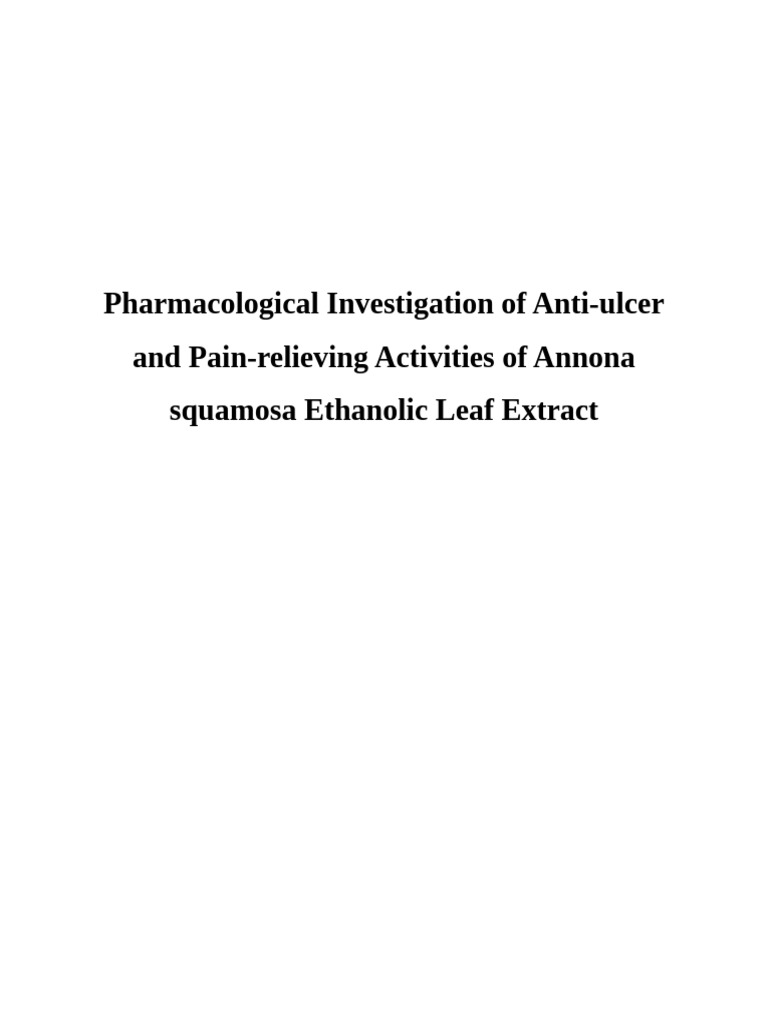 Anti-Ulcer and Analgesic Effects of Annona Squamosa | PDF ...