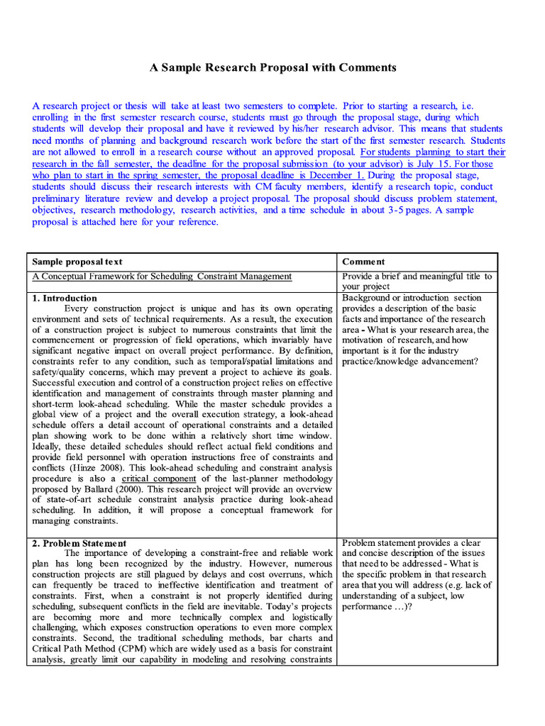 A Sample Proposal With Comment | PDF