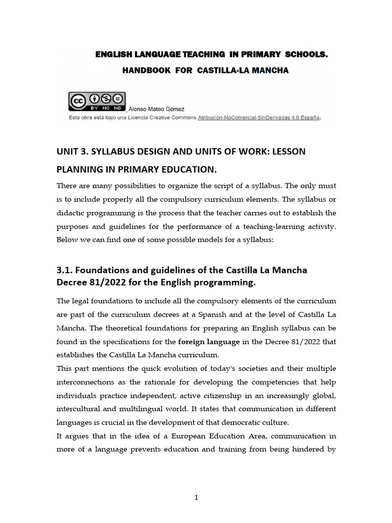 Syllabus Design for Primary English Education | PDF | Curriculum ...
