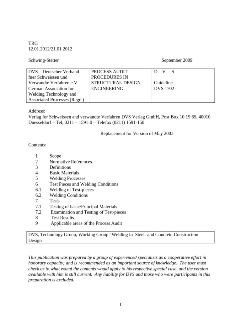 DVS 1702 Process Audit Guidelines | PDF | Welding | Construction