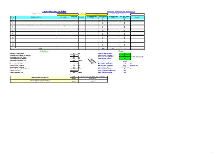 Cable Tray Sizing Calculation Guide | PDF | Length