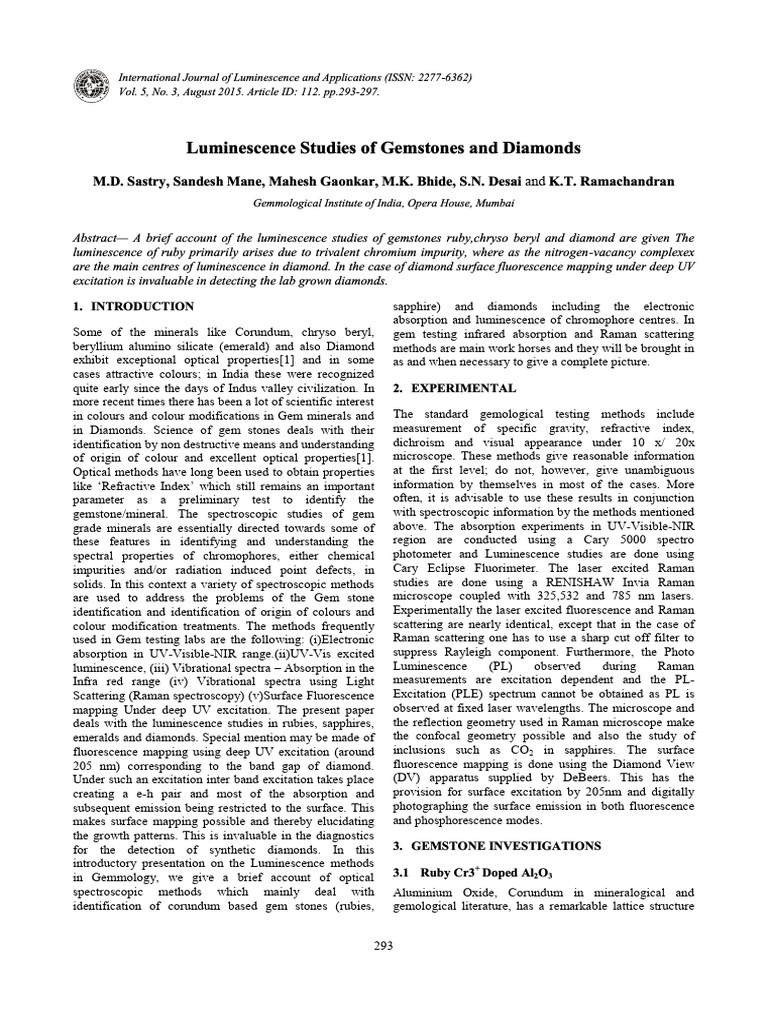 Luminescence Studies of Gemstones and Di | PDF | Raman Spectroscopy ...
