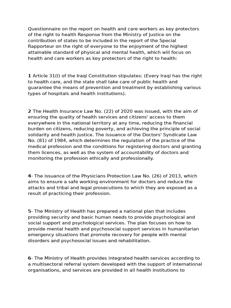 Subm Health Care Workers Sta 9 Iraq | PDF | Mental Health | Health Care