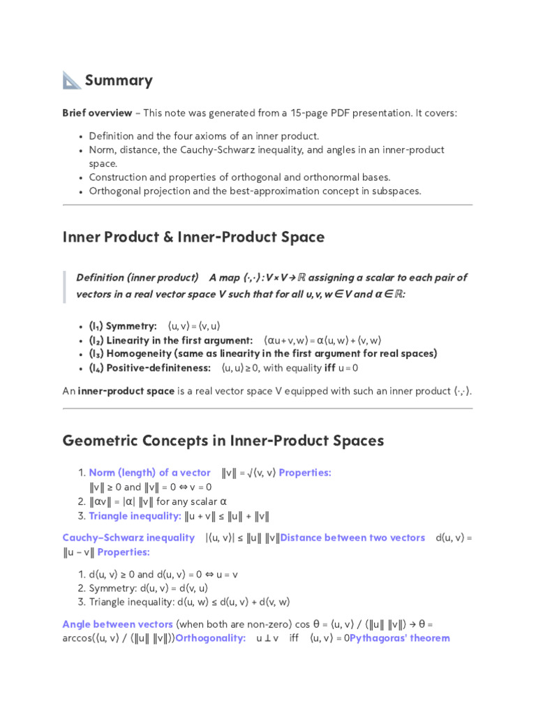 Fundamentals of Inner Product Spaces | PDF | Vector Space | Basis ...