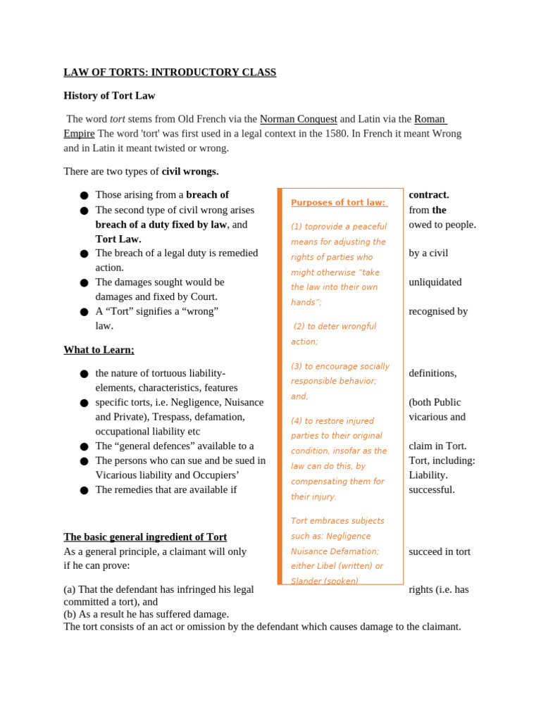 Introduction to Tort Law Basics | PDF | Tort | Negligence
