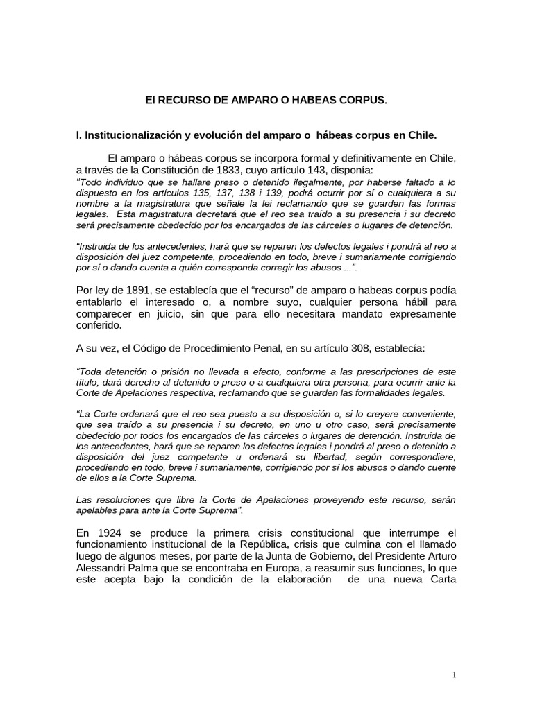 Capitulo VI Recurso de Amparo | PDF | Habeas corpus | Apelación