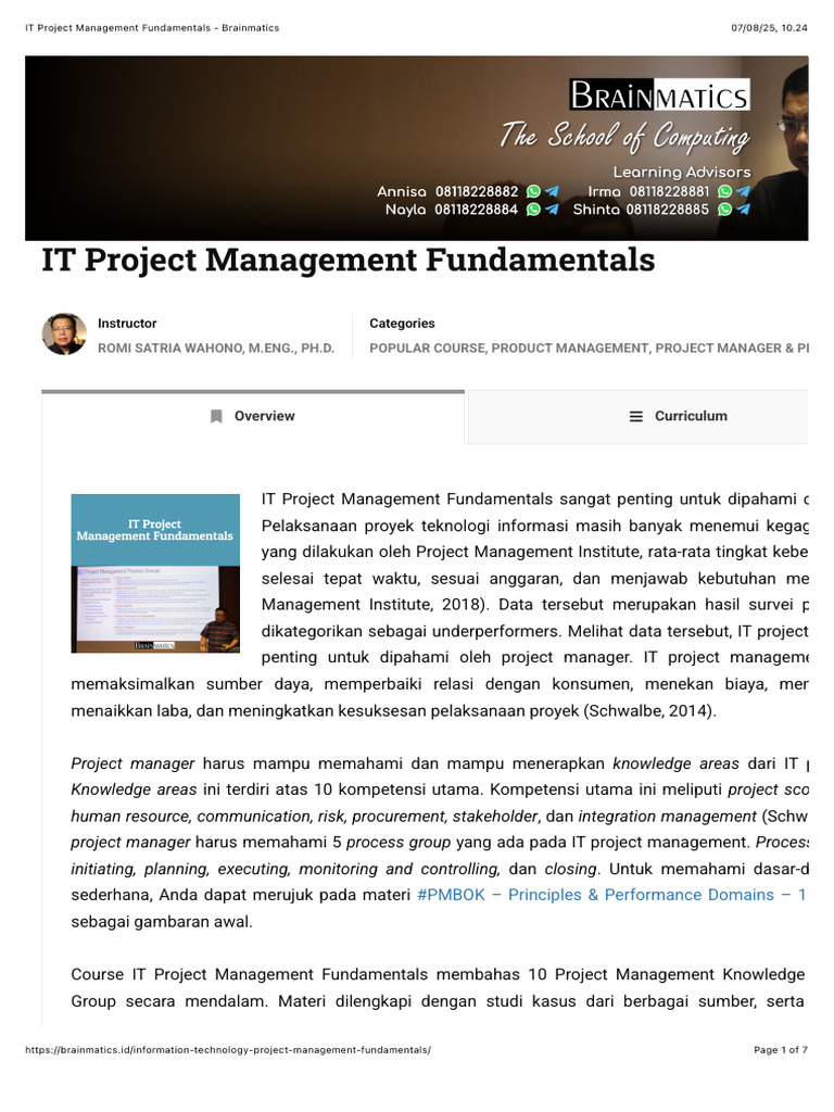 IT Project Management Essentials Course | PDF | Project Management ...