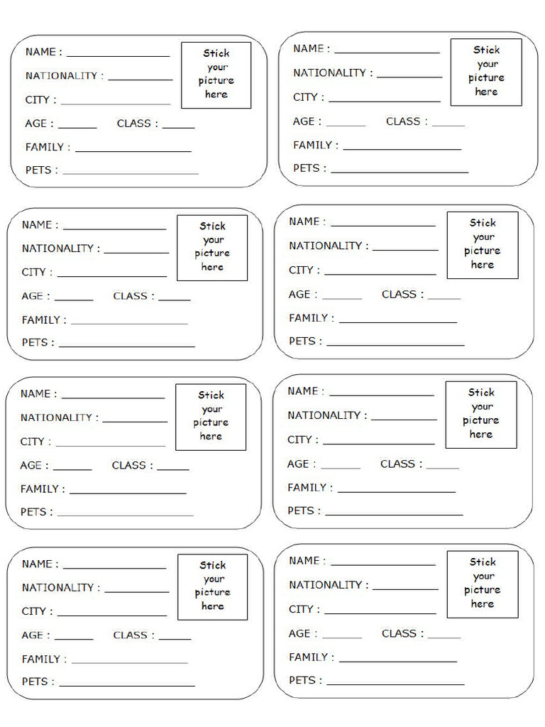 1.2 Identity Cards (À Imprimer) | PDF