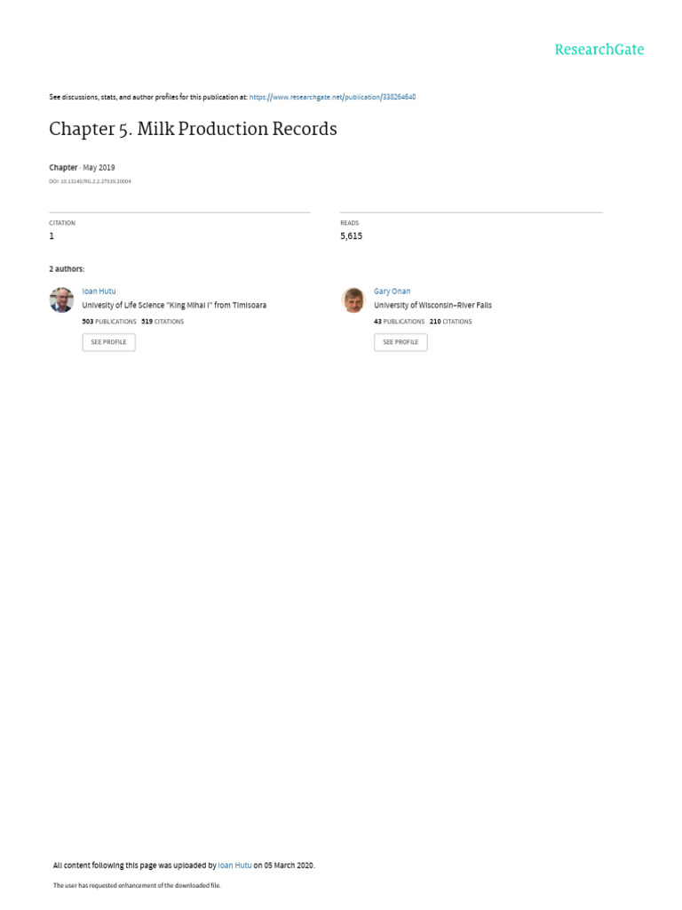 Chapter 5 Milk Production Records | PDF | Dairy Cattle | Milk