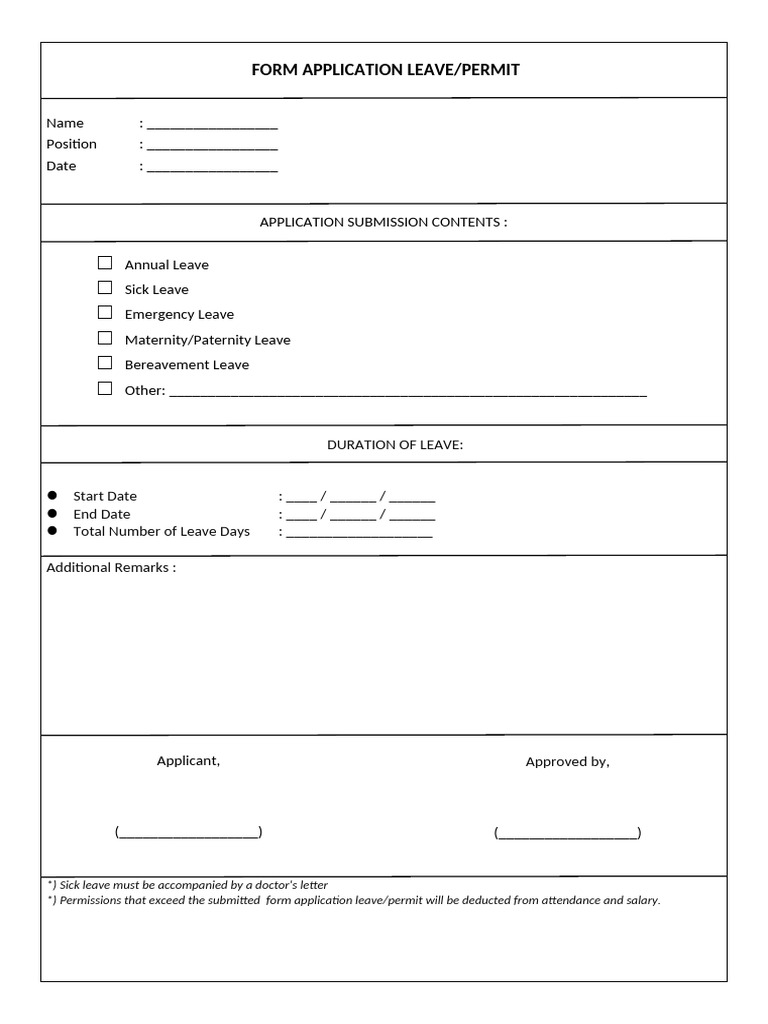 Leave Application Form Template | PDF