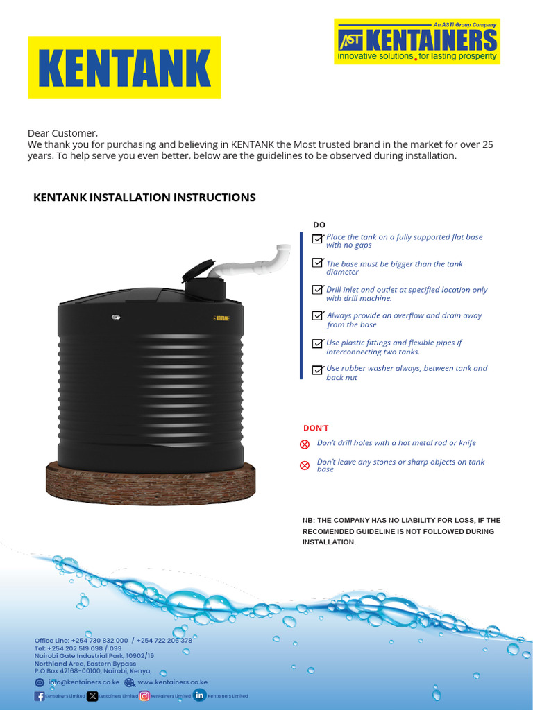 Kentank Installation Instructions | PDF