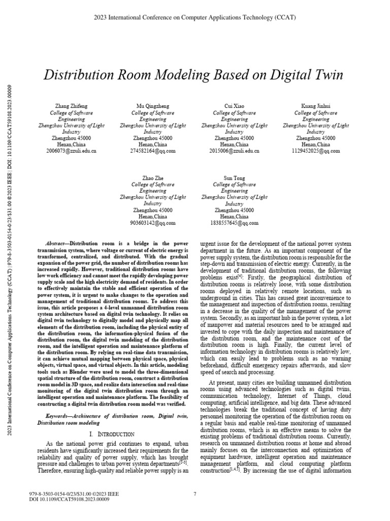 Distribution Room Modeling Based On Digital Twin | PDF | System ...