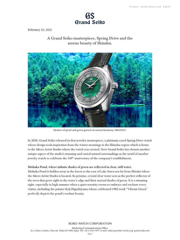 Spring Drive 8 Days Jewelry Watch | PDF