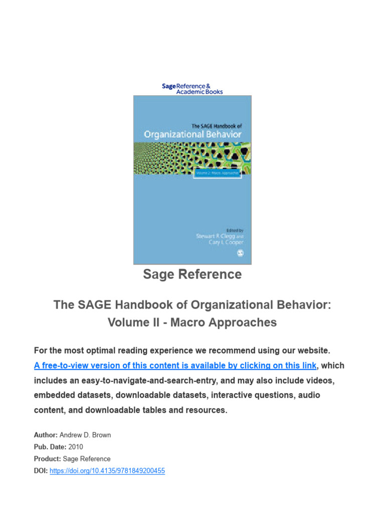 Brown 2009 Org Identity | PDF | Identity (Social Science) | Concept