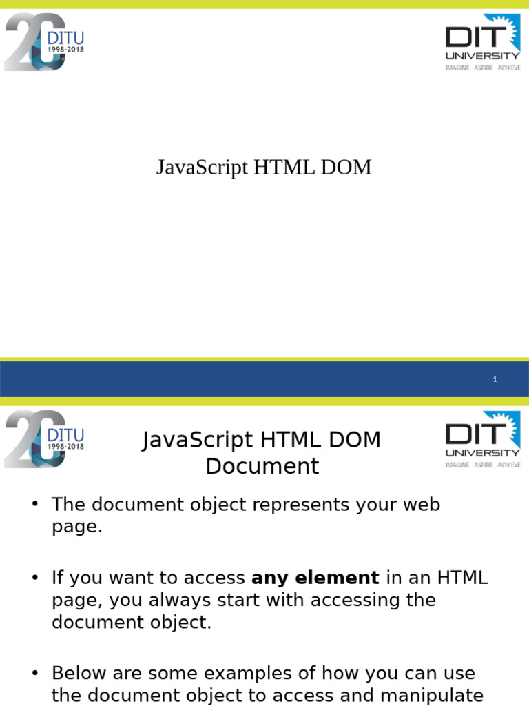 Accessing HTML Elements with JavaScript | PDF | Document Object Model ...