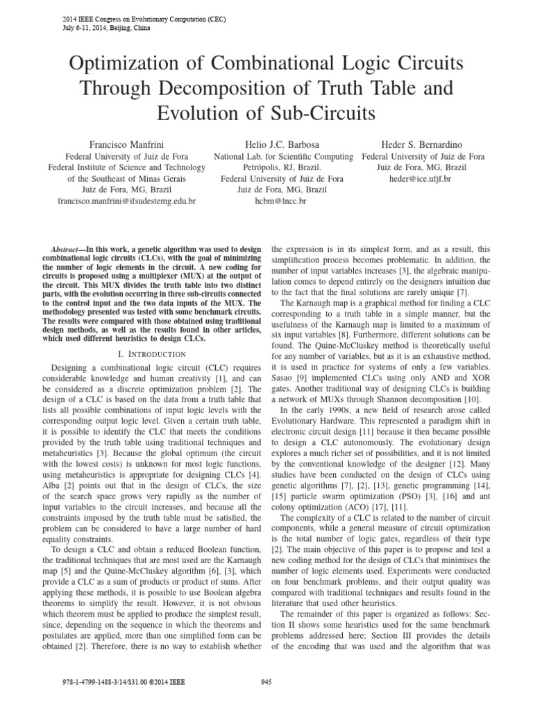 Optimization of Combinational Logic Circuits Through Decomposition of ...
