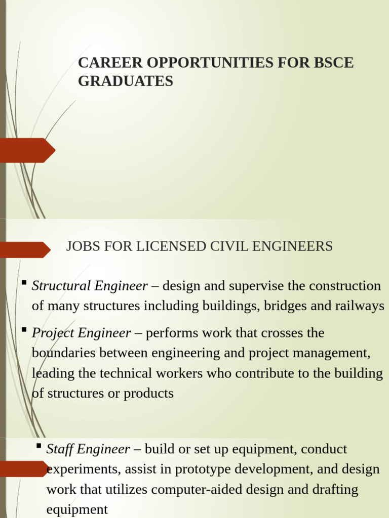 Career Paths for BSCE Graduates | PDF | Civil Engineering | Engineer