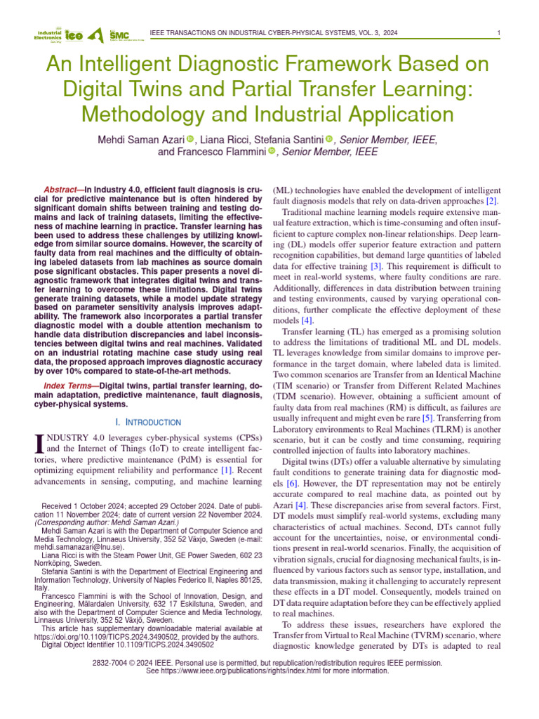 An Intelligent Diagnostic Framework Based On Digital Twins and Partial ...