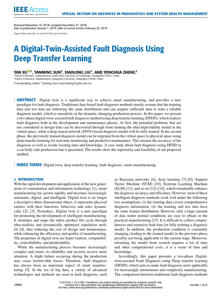 Digital Twin Fault Diagnosis with DTL | PDF | Deep Learning | Machine ...
