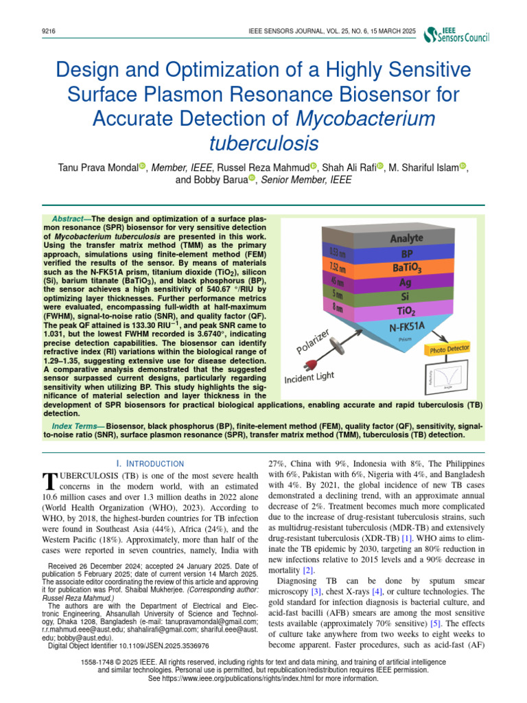 Design and Optimization of A Highly Sensitive Surface Plasmon Resonance ...