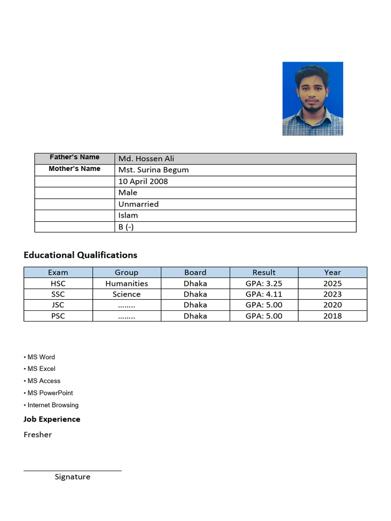 Md. Rakibul Islam's CV Summary | PDF