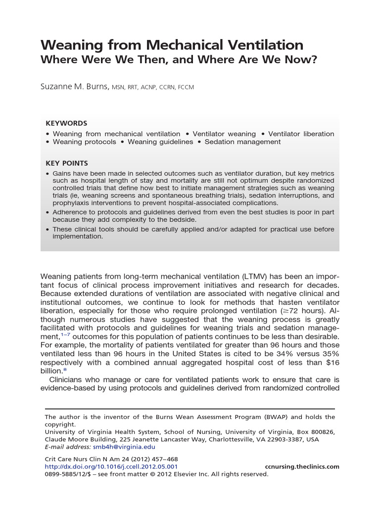 Weaning From MV | PDF | Intensive Care Unit | Respiratory System
