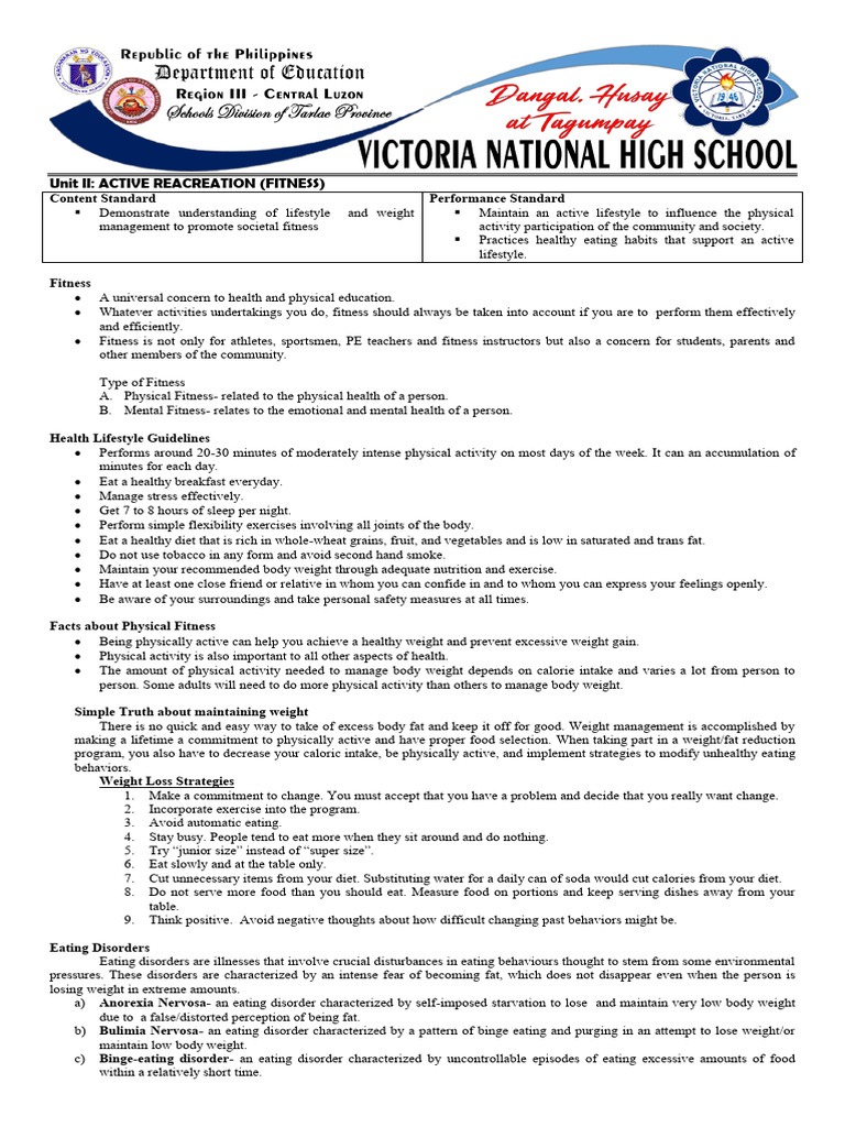 Grade-10-P.E.-2nd-Quarter-2025-2026 | PDF | Physical Fitness | Eating ...