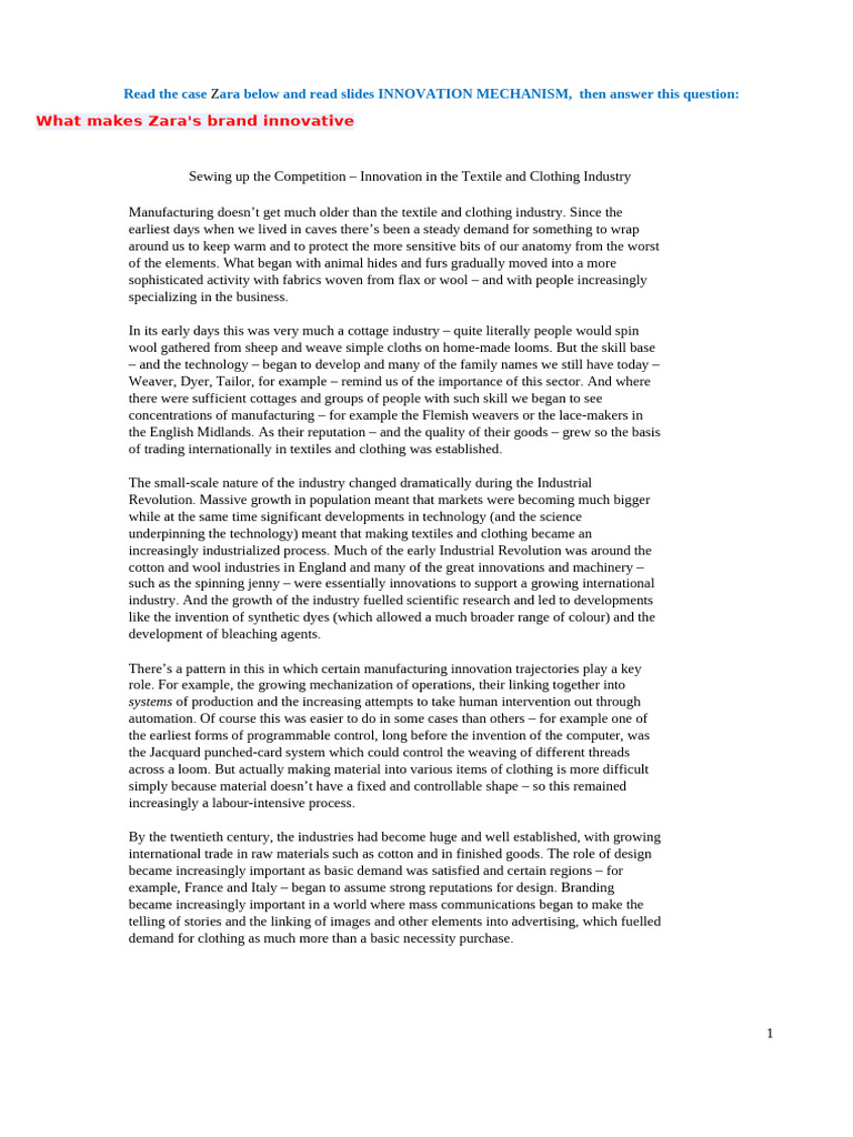 1. Case Zara - Assignment | PDF | Weaving