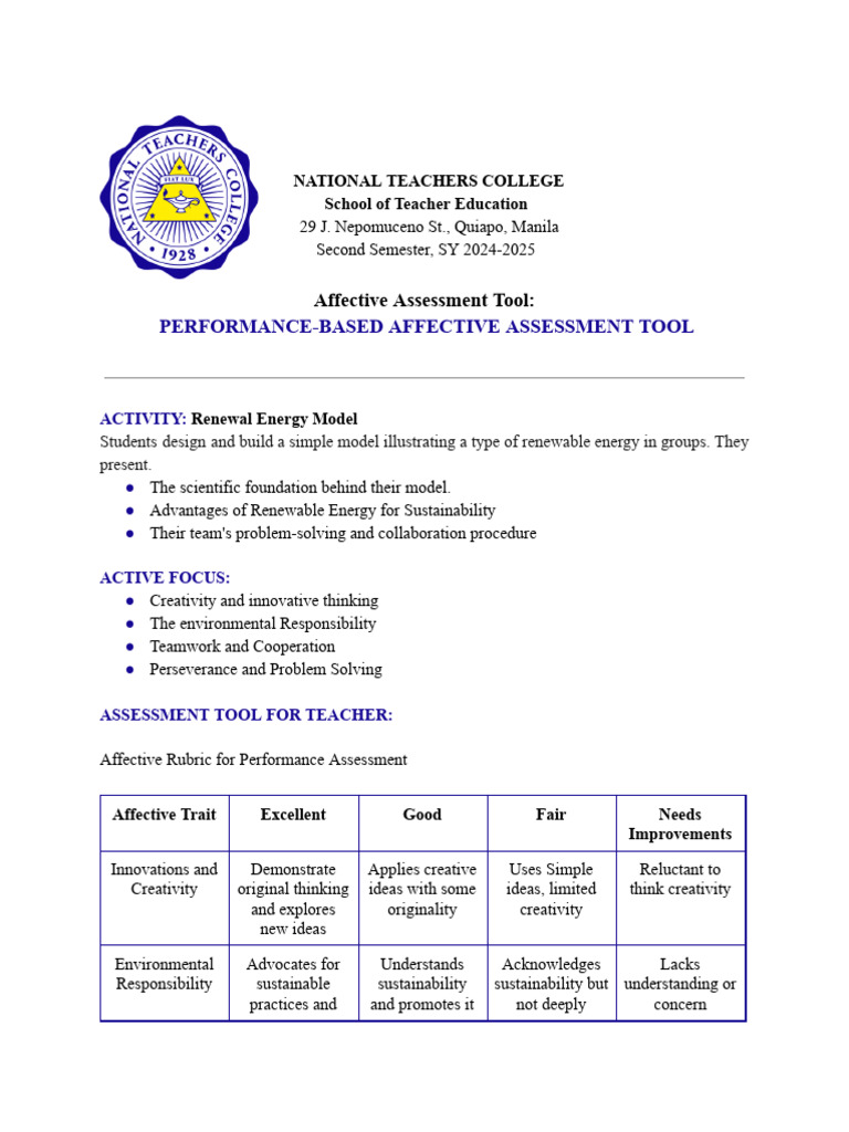 Performance-Based Affective Assessment Tool | PDF | Creativity ...