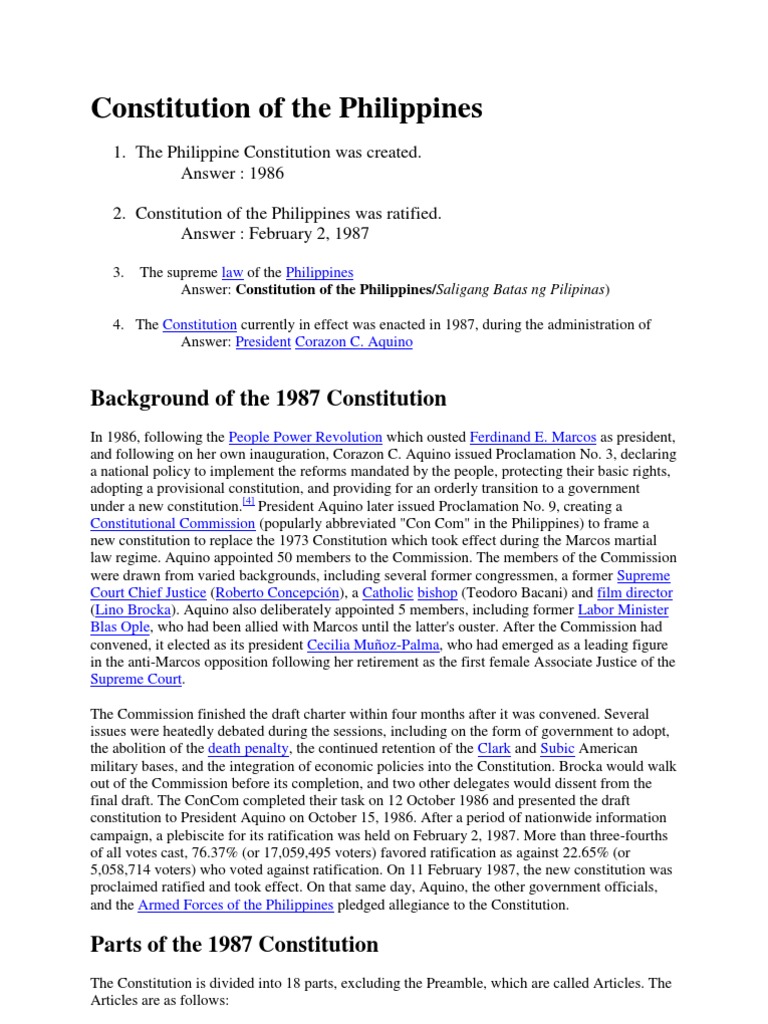 Constitution of the Philippines Constitutional Law Government