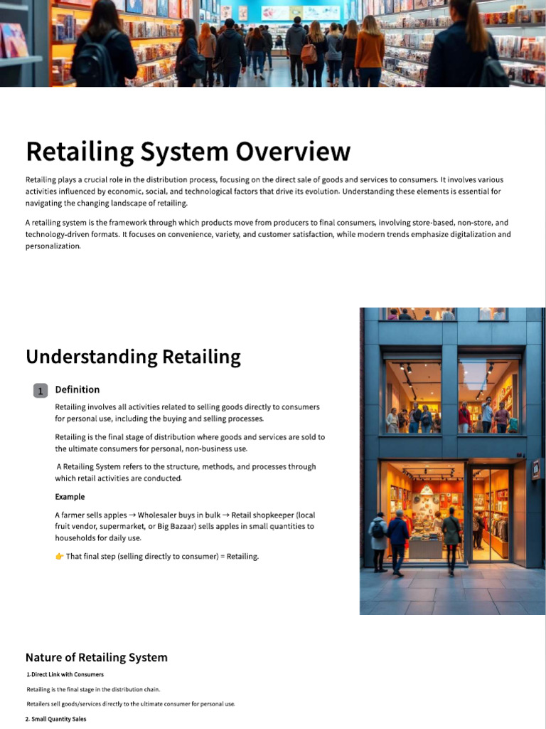 Overview of Retailing Systems Explained | PDF | Retail | Transport